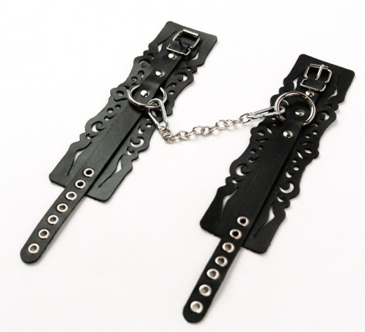 Узорчатые кожаные оковы с регулируемыми ремешками - Crazy Handmade - купить с доставкой в Твери