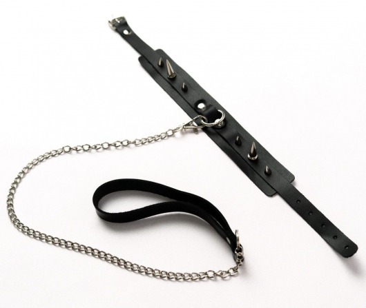 Черный ошейник с шипами и поводком - Crazy Handmade - купить с доставкой в Твери
