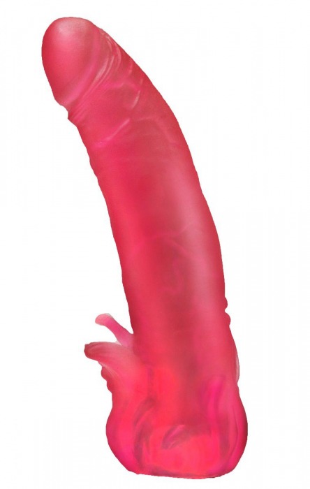 Розовая насадка для страпона с клиторальными лепестками - 18,5 см. - LOVETOY (А-Полимер) - купить с доставкой в Твери