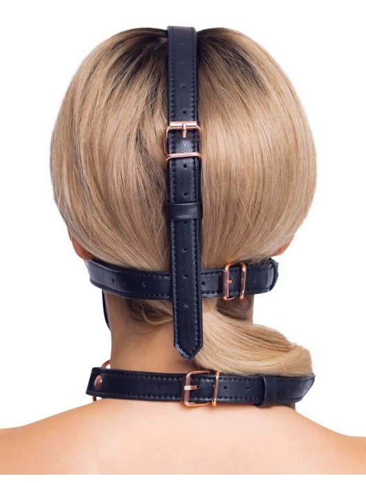 Черный намордник с кляпом-шаром Head Harness With A Gag - Orion - купить с доставкой в Твери