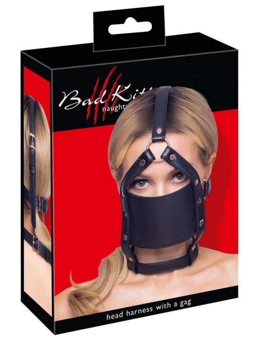 Черный намордник с кляпом-шаром Head Harness With A Gag - Orion - купить с доставкой в Твери