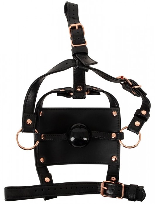 Черный намордник с кляпом-шаром Head Harness With A Gag - Orion - купить с доставкой в Твери