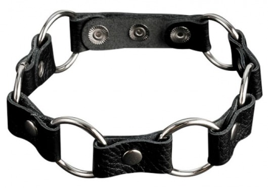 Кожаный черный ошейник с кольцами - Sitabella - купить с доставкой в Твери