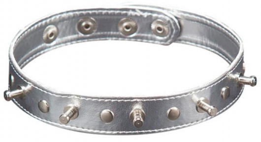 Серебристый ошейник с шипами - Sitabella - купить с доставкой в Твери