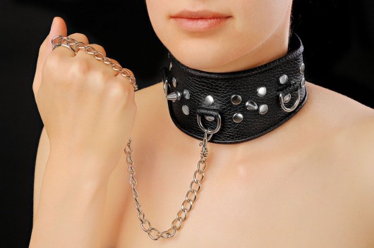 Чёрный ошейник из кожи - Sitabella - купить с доставкой в Твери