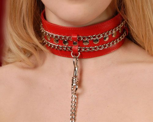 Красный ошейник с цепочками - Sitabella - купить с доставкой в Твери