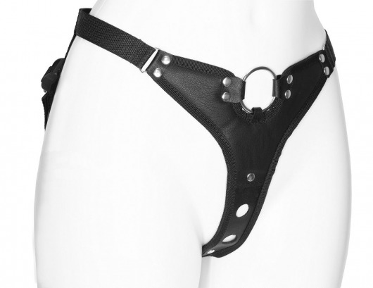 Черный женский пояс с вагинальной пробкой - LOVETOY (А-Полимер) - купить с доставкой в Твери