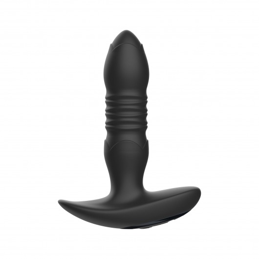 Черный анальный вибромассажёр с 10 режимами возвратно-поступательных движений - 14,5 см. - I-MOON