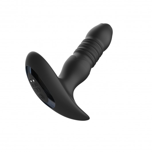 Черный анальный вибромассажёр с 10 режимами возвратно-поступательных движений - 14,5 см. - I-MOON