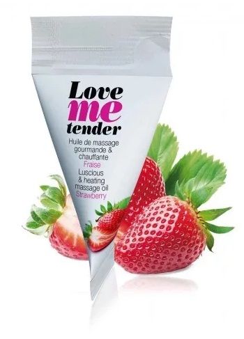 Съедобное согревающее массажное масло Love Me Tender Strawberry с ароматом клубники - 10 мл. - Love to Love - купить с доставкой в Твери