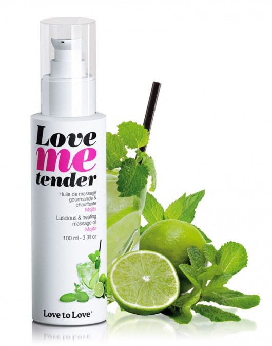 Съедобное согревающее массажное масло Love Me Tender Mojito с ароматом мохито - 100 мл. - Love to Love - купить с доставкой в Твери