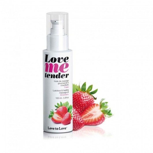 Съедобное согревающее массажное масло Love Me Tender Strawberry с ароматом клубники - 100 мл. - Love to Love - купить с доставкой в Твери