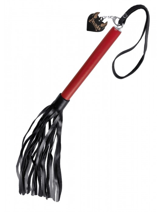 Черно-красная кожаная плеть - 50 см. - Pecado - купить с доставкой в Твери