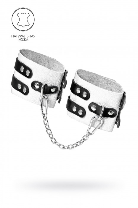 Бело-черные оковы с двумя ремешками и люверсами - Pecado - купить с доставкой в Твери