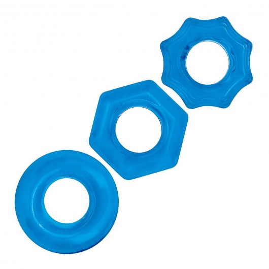 Комплект из трех голубых колец для эрекции 3-Pack Nuts   Bolts Stretch Cock Ring Set - BlueLine - в Твери купить с доставкой