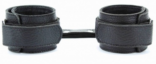Черные кожаные оковы на липучке - БДСМ Арсенал - купить с доставкой в Твери