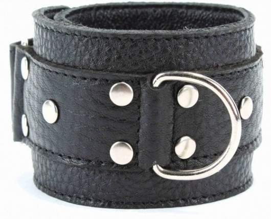 Черные кожаные оковы на липучке - БДСМ Арсенал - купить с доставкой в Твери