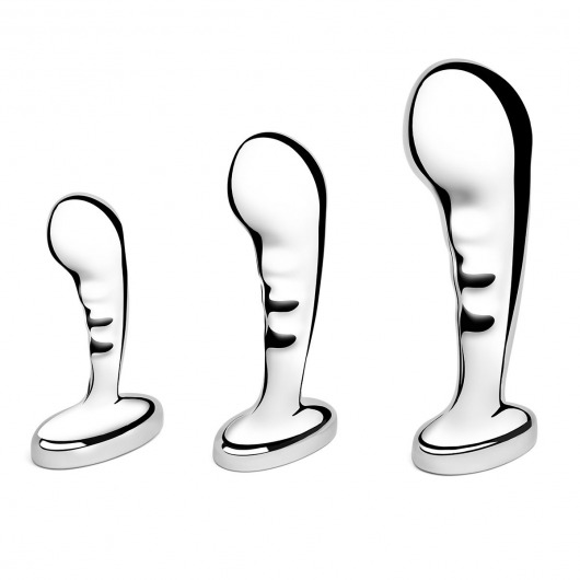 Набор из 3 стальных стимуляторов простаты Stainless Steel P-spot Training Set - b-Vibe - в Твери купить с доставкой
