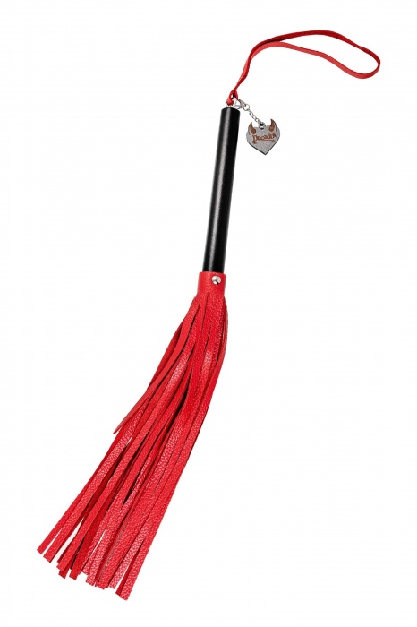Красно-черная кожаная плеть - 50 см. - Pecado - купить с доставкой в Твери