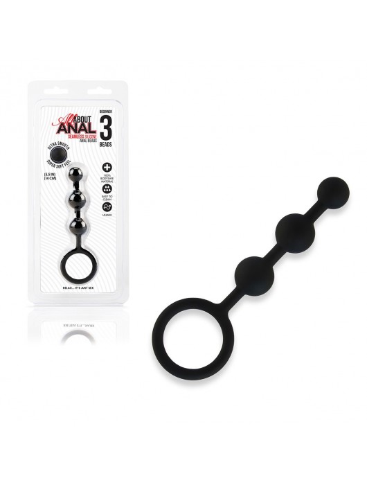 Черные силиконовые анальные бусы Silicone Anal Beads - 14 см. - All About Anal