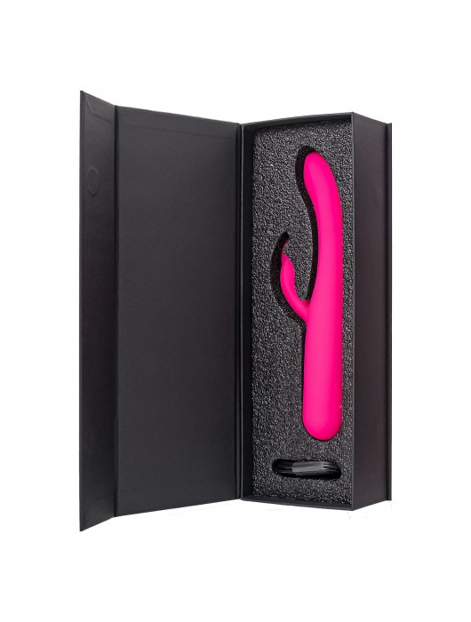 Ярко-розовый вибратор с клиторальной стимуляцией Rablock - 23,5 см. - ToyFa