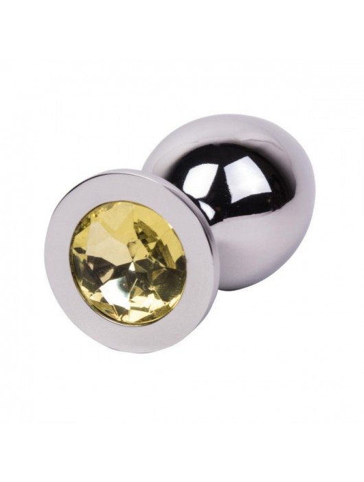 Большой стальной плаг с желтым кристаллом Sweet Lemon - 9,5 см. - Erotic Fantasy - купить с доставкой в Твери