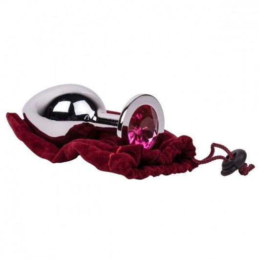 Большой стальной плаг с розовым кристаллом Pink Bubble Gum - 9,5 см. - Erotic Fantasy - купить с доставкой в Твери