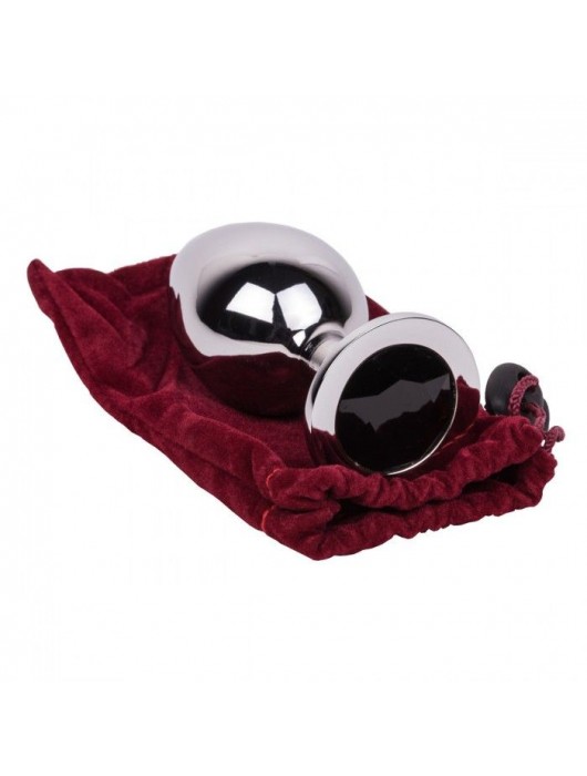 Большой стальной плаг с черным кристаллом Black Rave - 9,5 см. - Erotic Fantasy - купить с доставкой в Твери