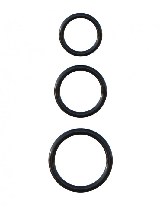 Набор из трех черных эрекционных колец Silicone 3-Ring Stamina Set - Pipedream - в Твери купить с доставкой
