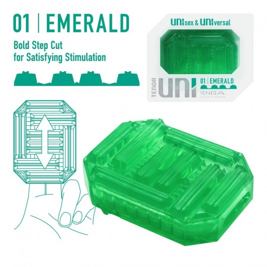 Зеленый мастурбатор-стимулятор Tenga Uni Emerald - Tenga - в Твери купить с доставкой