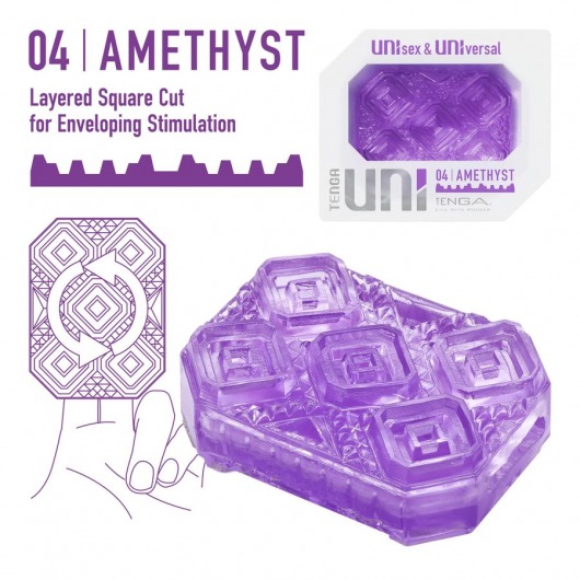 Фиолетовый мастурбатор-стимулятор Tenga Uni Amethyst - Tenga - в Твери купить с доставкой