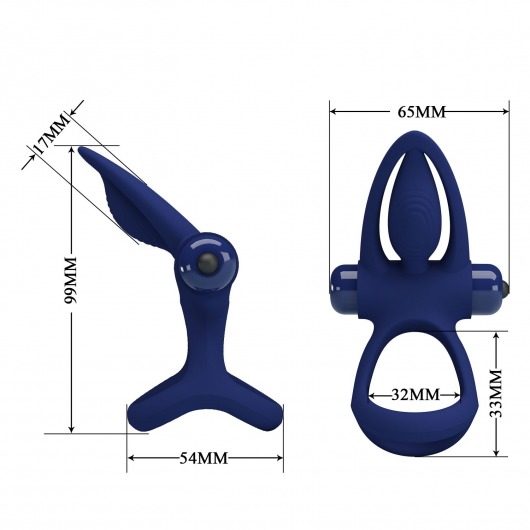 Синее эрекционное кольцо с 10 режимами вибрации и подхватом мошонки - Baile - в Твери купить с доставкой