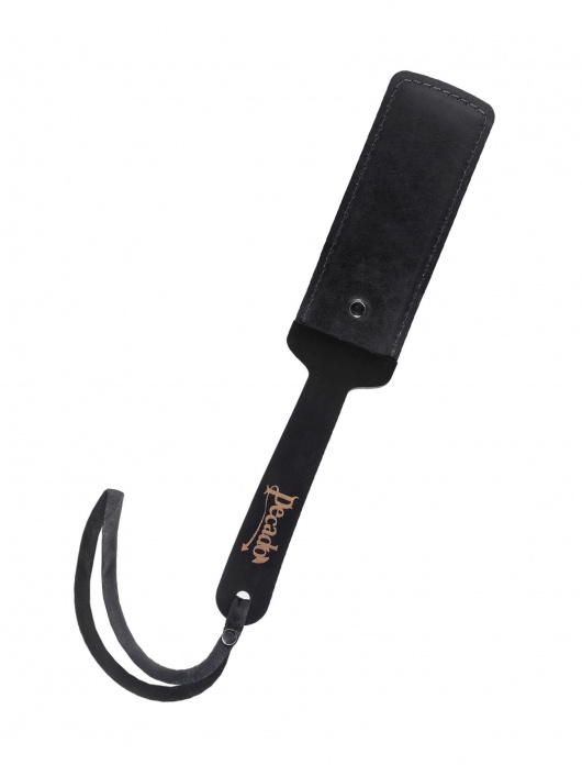 Черный твердый пэддл из натуральной кожи и дерева - 33 см. - Pecado - купить с доставкой в Твери