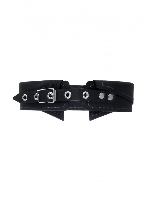Черный кожаный ошейник-воротник с поводком - Pecado - купить с доставкой в Твери