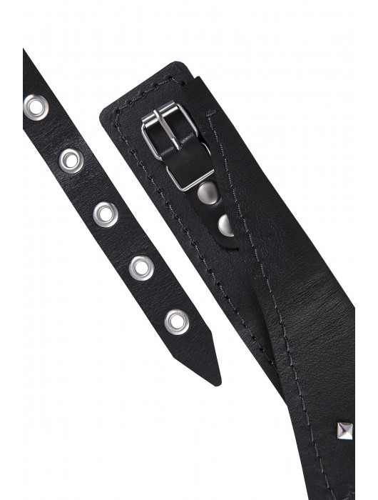 Черный кожаный ошейник-воротник с поводком - Pecado - купить с доставкой в Твери