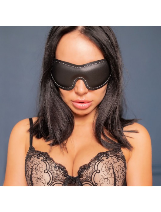 Черная мягкая закрытая маска из натуральной кожи - Crazy Handmade - купить с доставкой в Твери