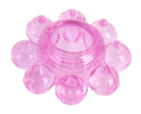 Розовое гелевое эрекционное кольцо-цветок - Toyfa Basic - в Твери купить с доставкой
