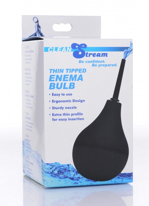 Черный анальный душ Thin Tip Enema Bulb - XR Brands - купить с доставкой в Твери