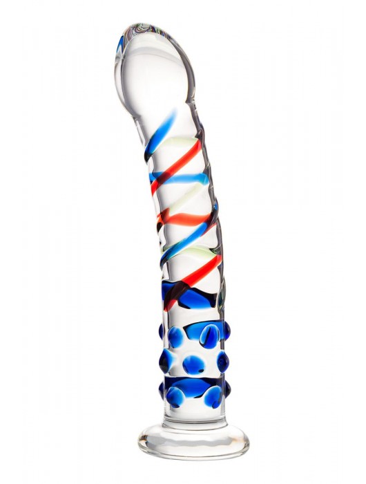 Стеклянный фаллос с различным рельефом - 19,5 см. - Sexus