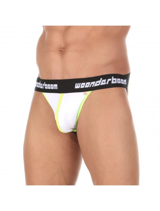 Белые трусы-джоки с салатовой окантовкой и черным поясом-резинкой - Wonderboom купить с доставкой
