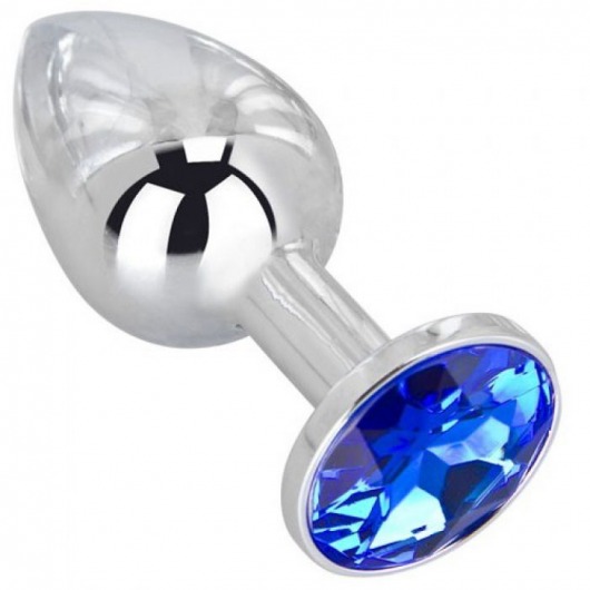 Анальное украшение BUTT PLUG  Small с синим кристаллом - 7 см. - Anal Jewelry Plug - купить с доставкой в Твери