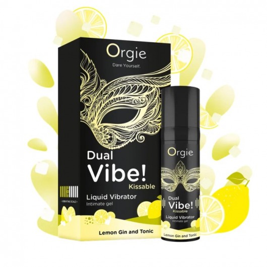 Съедобный жидкий вибратор Dual Vibe! со вкусом лимонного джина с тоником - 15 мл. - ORGIE - купить с доставкой в Твери