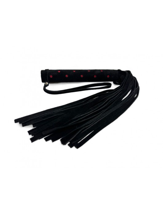 Черная замшевая плеть с красными точками на рукояти Red dot Princess - 43 см. - БДСМ Арсенал - купить с доставкой в Твери