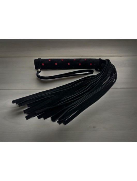 Черная замшевая плеть с красными точками на рукояти Red dot Princess - 43 см. - БДСМ Арсенал - купить с доставкой в Твери