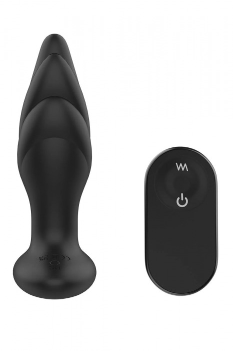 Черная анальная вибропробка Angelina Remote Rotating Plug - 14 см. - Dream Toys