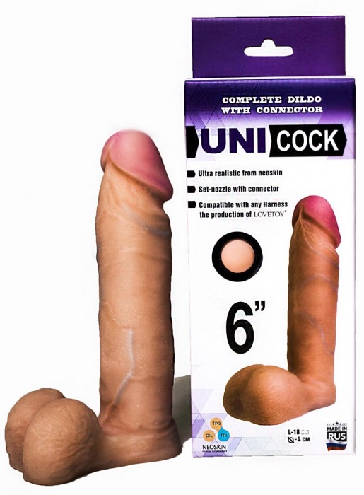 Насадка для страпона фаллической формы UNICOCK 6  - 18 см. - LOVETOY (А-Полимер) - купить с доставкой в Твери