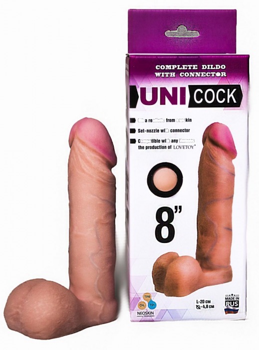Фаллическая насадка для страпона UNICOCK 8  - 20 см. - LOVETOY (А-Полимер) - купить с доставкой в Твери