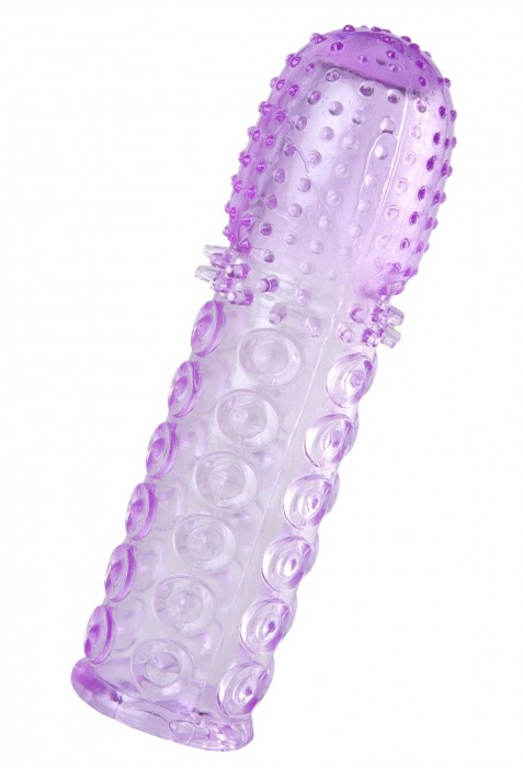 Фиолетовая рельефная насадка на пенис - 13,5 см. - A-toys - в Твери купить с доставкой