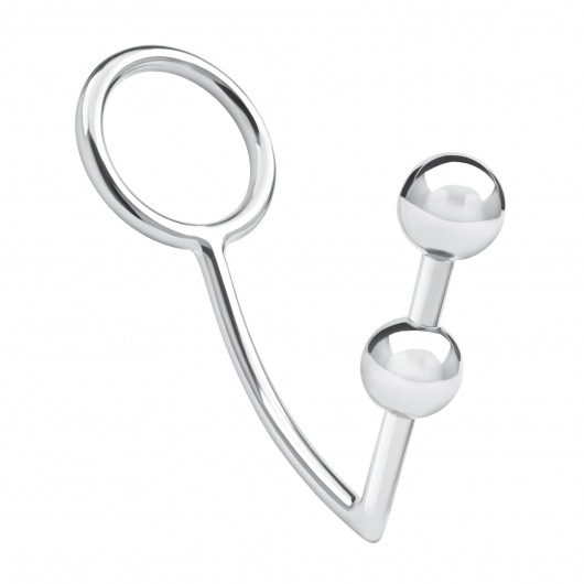 Кольцо на пенис с анальным стимулятором Two Bead Stainless Steel Anal Hook   Cock Ring - BlueLine - в Твери купить с доставкой