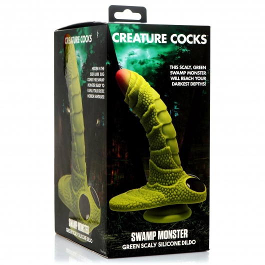 Фантазийный фаллоимитатор Swamp Monster Green Scaly Silicone Dildo - 23,9 см. - XR Brands